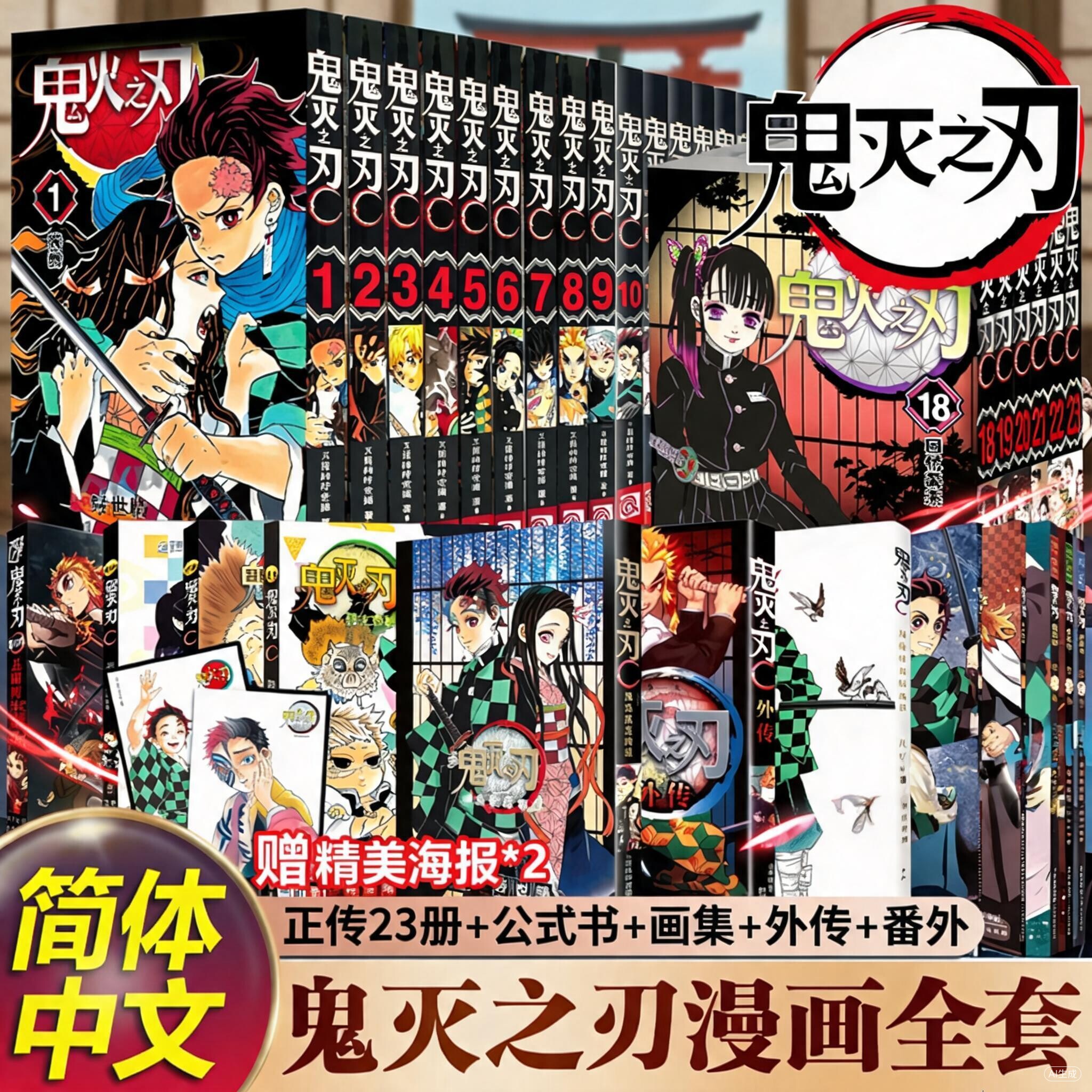 【任选】决战无限城篇 鬼灭之刃漫画书全套33册已完结 简体中文版 日本漫画家吾峠呼世晴超人气畅销成人动漫小说书籍