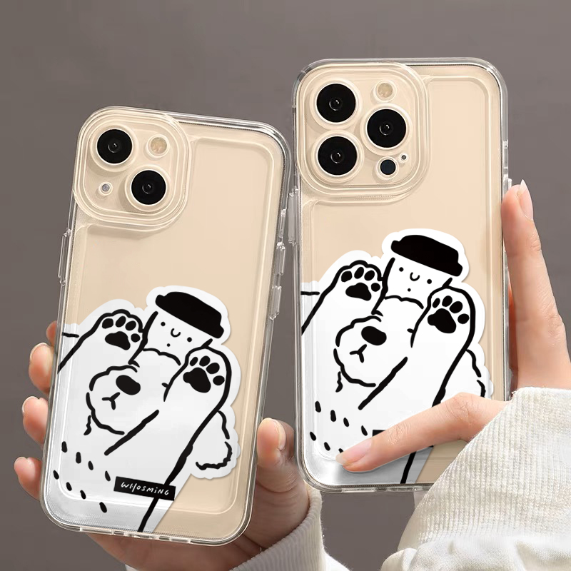 iPhone14适用软16ProMax举手狗狗苹果13透明小米17手机壳可爱OPPOReno15荣耀Magic8创意Nova12活力版VIVOx300