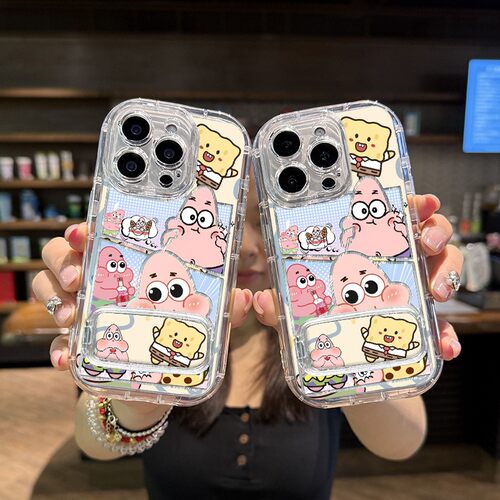 奶茶派大星iPhone14ProMax可爱手机壳软IQOO13羽纱泡芙适用Nova12高级感15PLUS苹果16带镜子支架小米CIVI5PRO