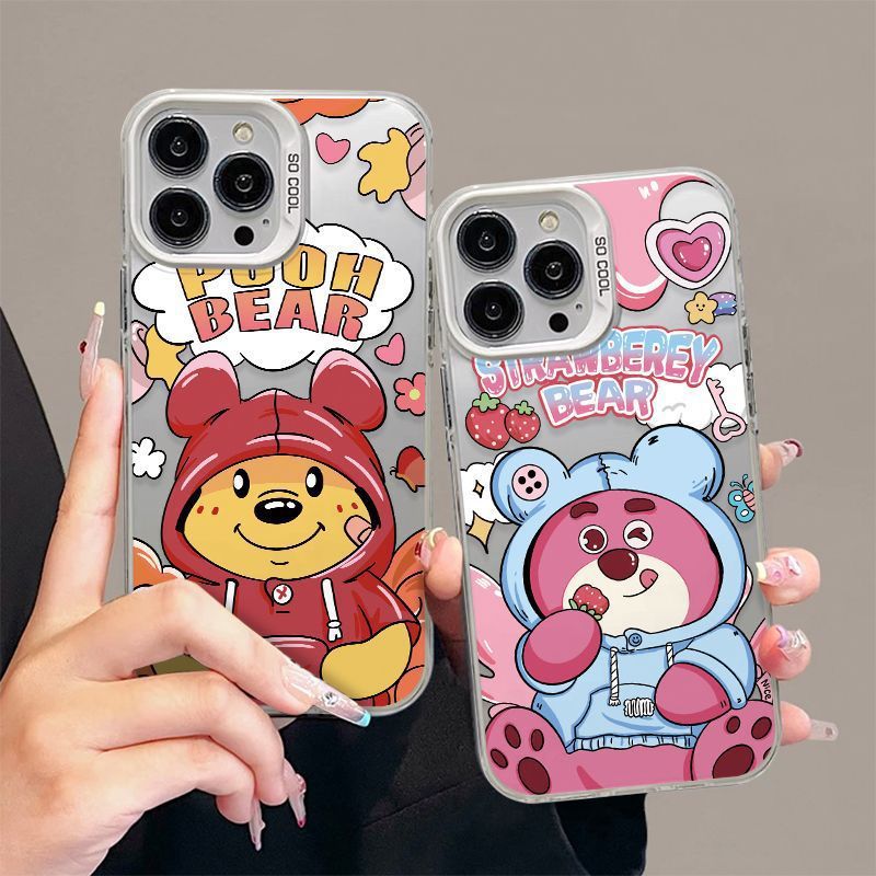 手机壳OPPOReno14适用16promax彩银红米TURBO4卡通荣耀MAGIC7华为p80pro情侣卫衣草莓熊苹果13硬iPhone15plus
