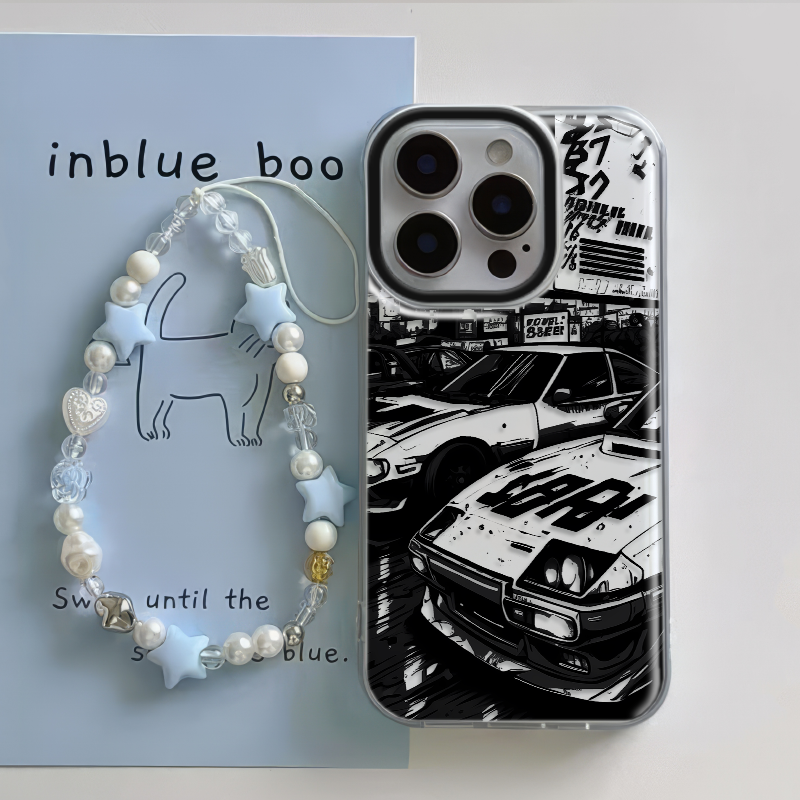 苹果12p个性14plus时尚潮酷跑车11手机壳带手链iPhone13适用16ProMax大孔荣耀X70I男款小米15ULTRA硬一加ACE5