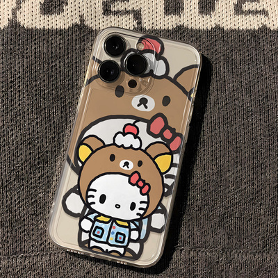 红米k70Ultra透明软13ProMax创意适用iPhone15少女心苹果16头套小熊kt猫14PLUS可爱VIVOX200S卡通OPPOFINDX8S