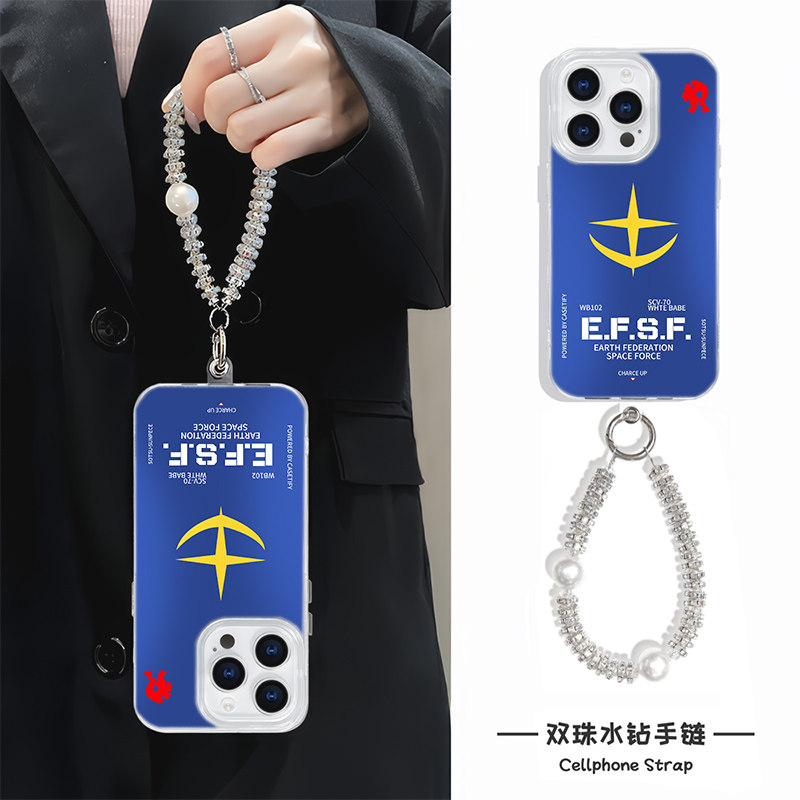 OPPOfindx8创意12promax高级感硬苹果15适用16plus高达机动战士iPhone13手机壳带挂绳14羽纱mate70新款荣耀GT