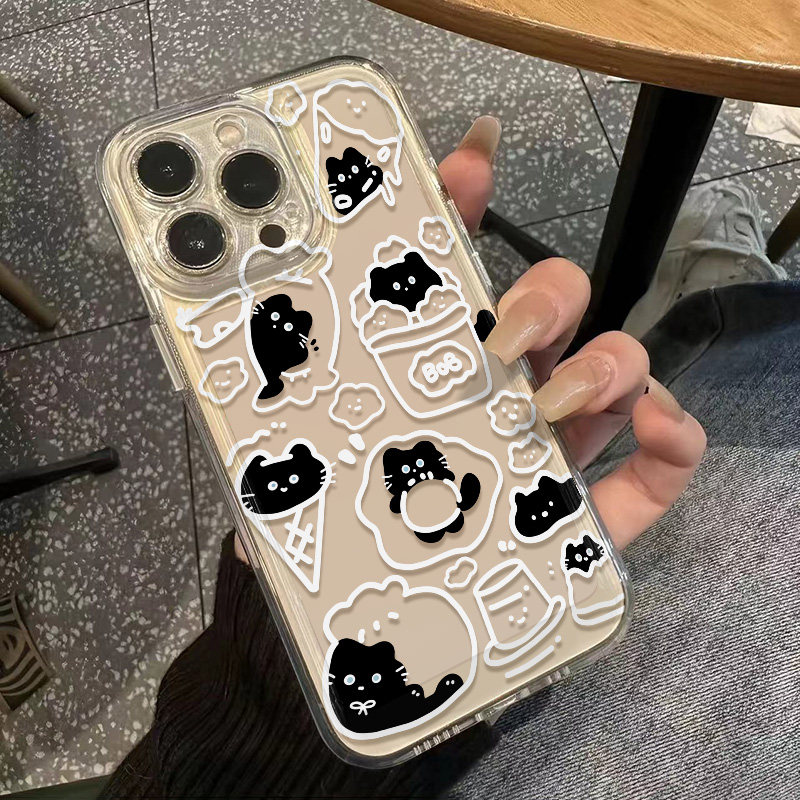 荣耀300手机壳13pm透明软15promax创意OPPOA55S可爱卡通猫咪iPhone12苹果16PLUS适用华为NOVA9PRO小米14ULTRA