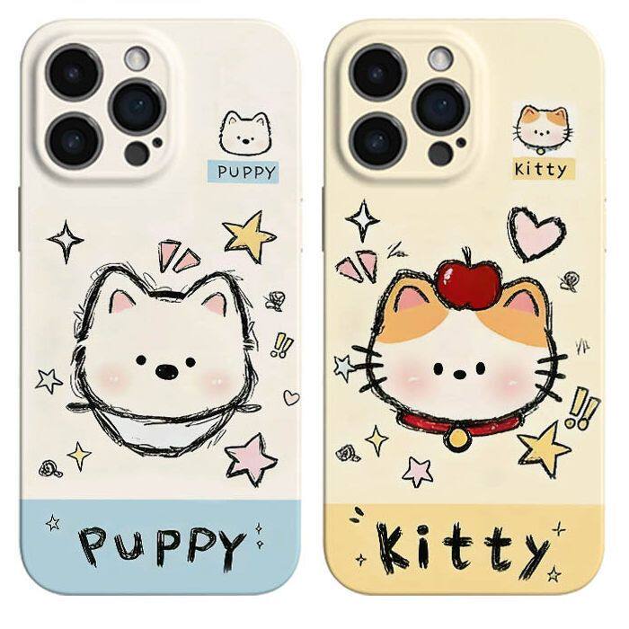 情侣可爱猫狗华为P80Ultra红米TURBO4适用iPhone16苹果12p卡通小米17promax菲林13手机壳14plus硬OPPORENO15C
