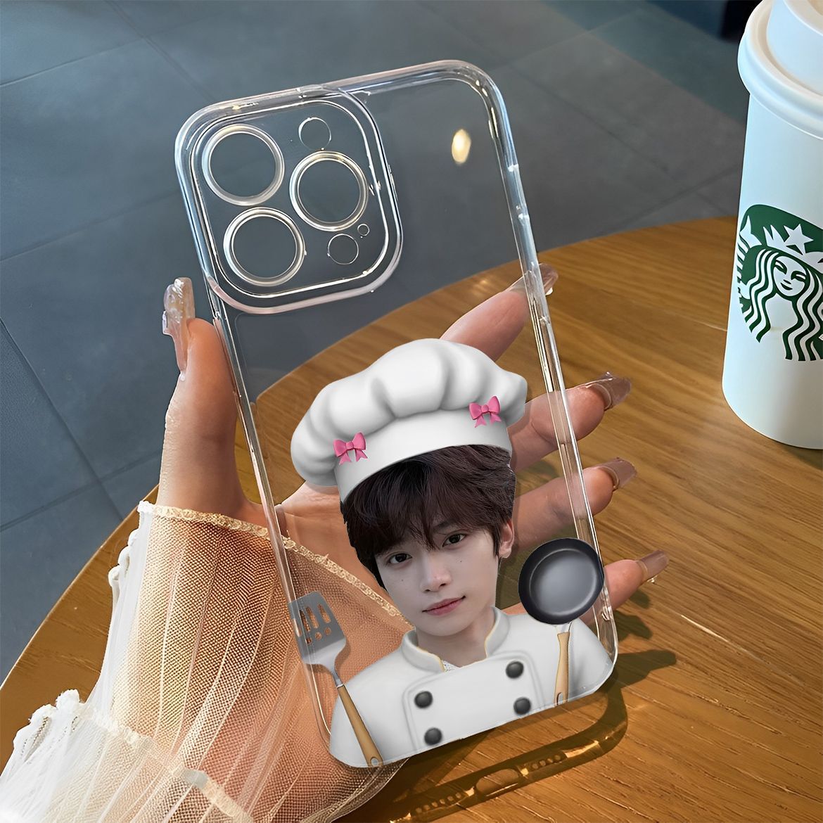大厨梓渝手机壳12ProMax透明软OPPOReno14适用小米15Ultra时尚a3创意VIVOX200S可爱iPhone16e荣耀POWER苹果13