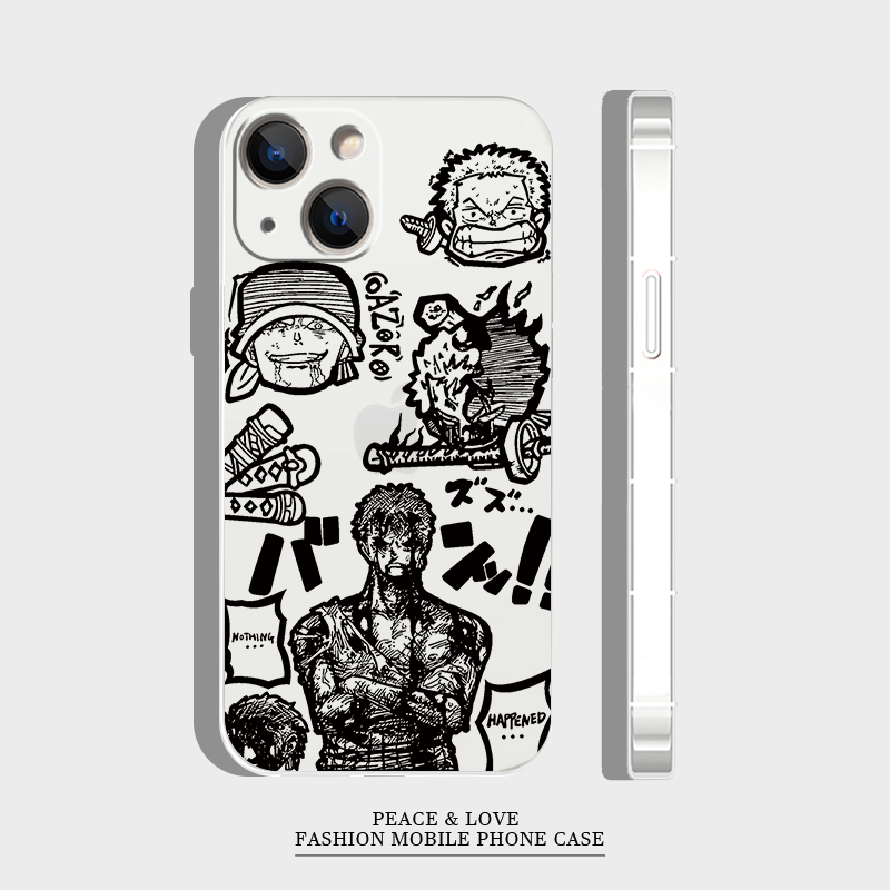 苹果14ProMax13适用12手机壳软iPhone16荣耀X70I男款15plus个性VIVOIQOOZ10X海贼王线条小米15Ultra卡通Y300I