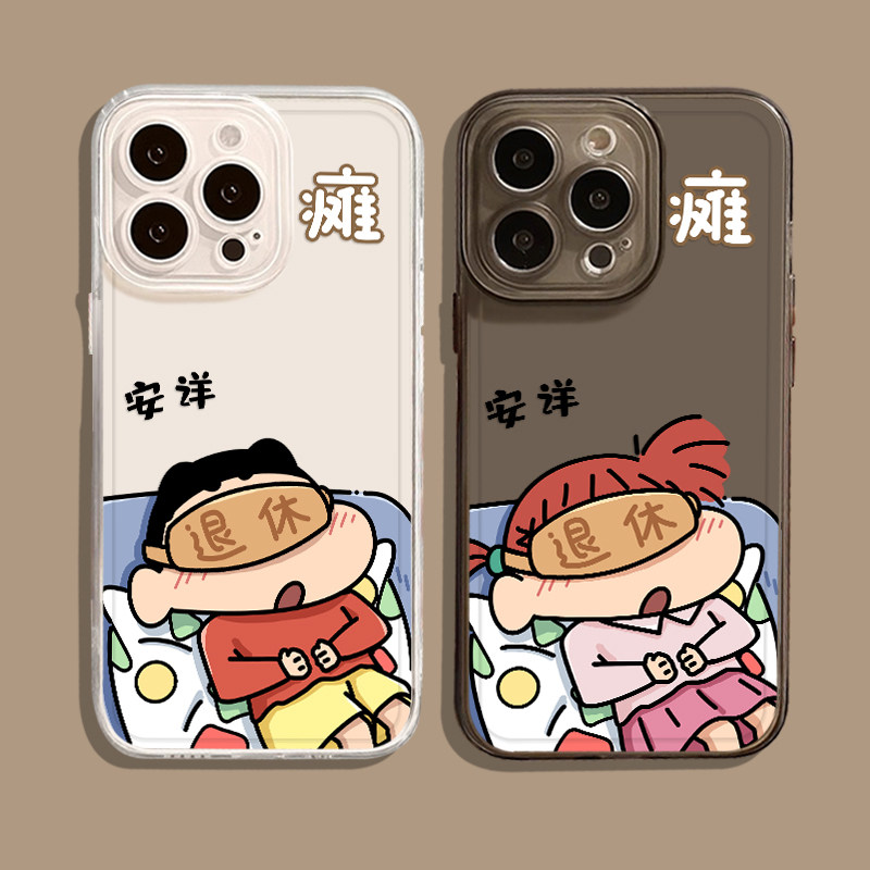 OPPOReno14手机壳情侣华为nova12卡通iPhone16pro退休妮妮小新苹果13promax适用小米15Ultra透明软红米TURBO4