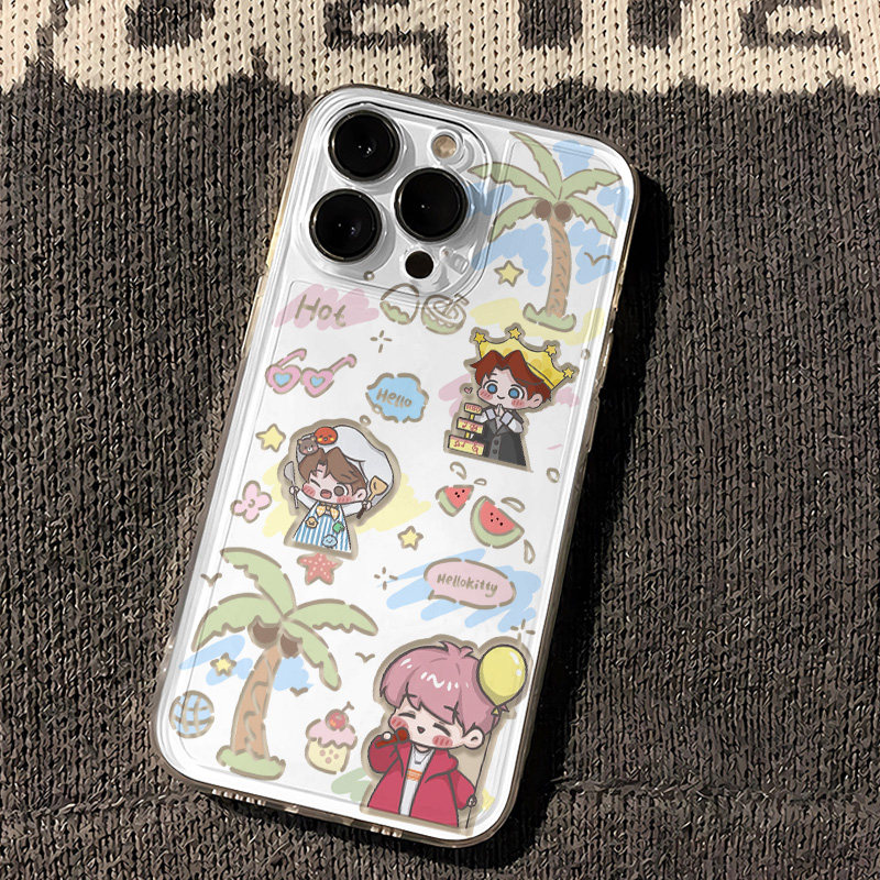 夏日皇冠檀健次苹果15适用可爱iPhone14ProMax卡通VIVOX200S手机壳ins风小米12透明软13创意16PLUS华为PURA80