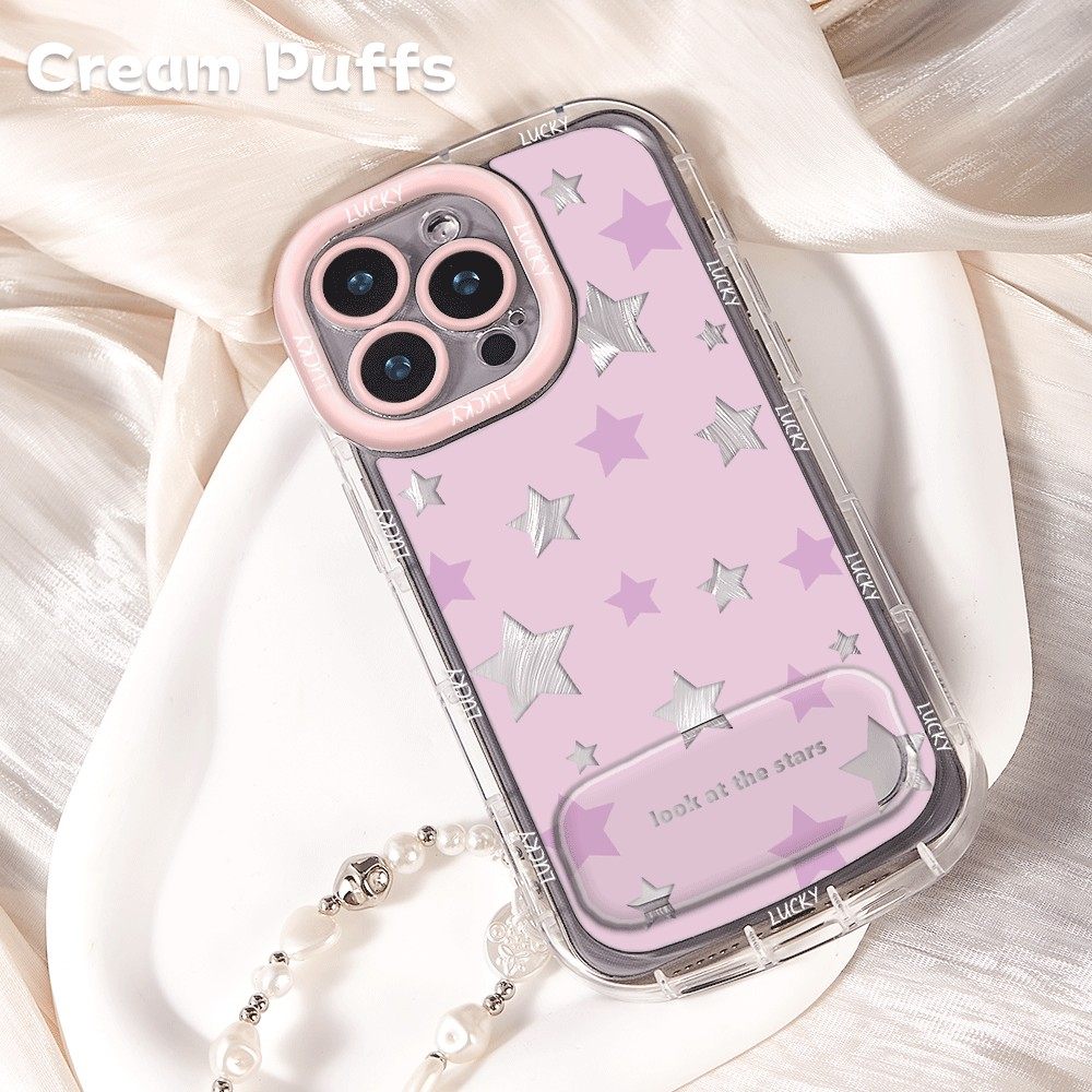 OPPOReno13新款星星17ProMax适用OPPOFindx8小清新iPhone16带挂绳15手机壳软苹果14Plus镜子支架VIVOx300小众