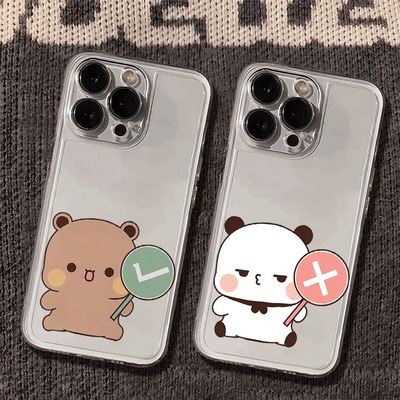 荣耀POWER2可爱iPhone14苹果13卡通OPPORENO15C透明12ProMax创意软小米17ULTRA适用16PLUS手机壳对错一二布布