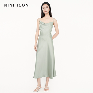 ICON2025夏季 新款 醋酸系列 無(wú)袖 蕩領(lǐng)優(yōu)雅氣質(zhì)吊帶連衣裙 NINI