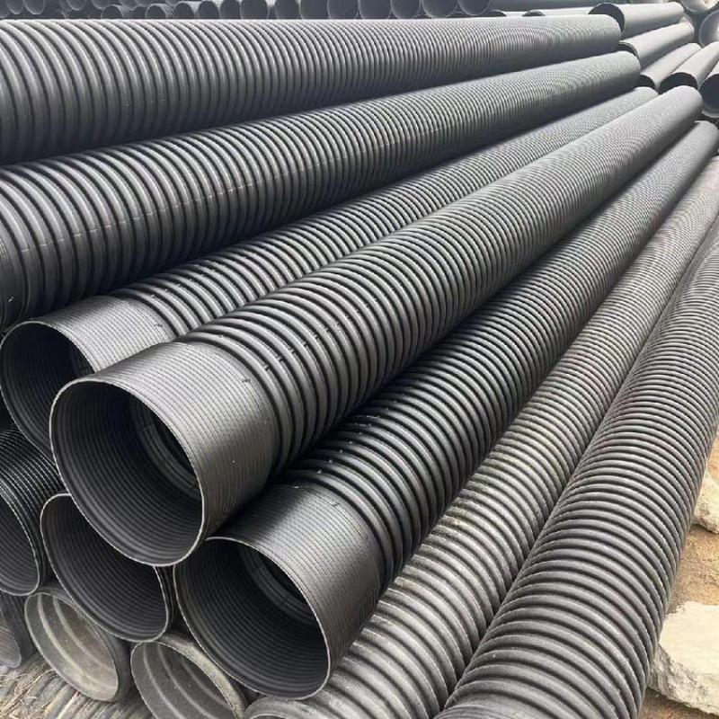 联塑pvcu双壁波纹管DN250SN8HDPE缠绕管钢带增强螺旋管