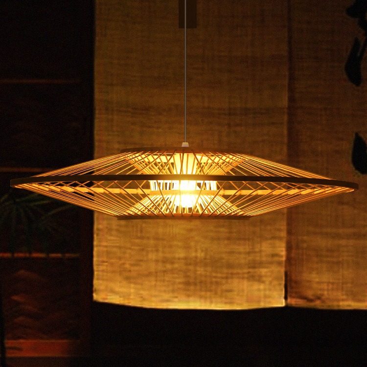 日式吊灯客厅灯具餐厅卧室竹吊灯茶室民宿伞状型榻榻米中式竹编灯