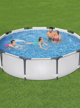 Bestway 56406圆形管架水池套装 家庭支架游泳池免充气便携式水池