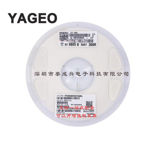 国巨薄膜贴片电阻 0805 300R 0.1% 0.5% RT0805BRD07300RL 低温漂