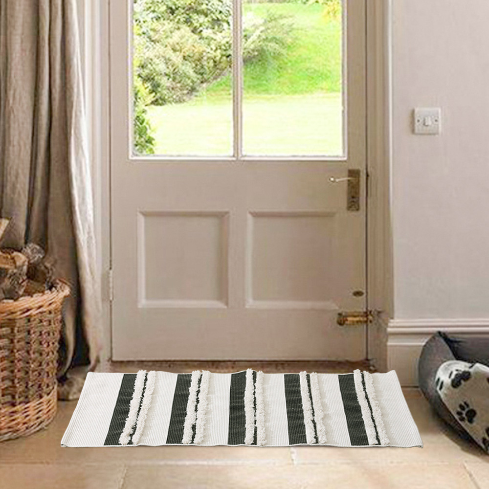 进门地垫条纹印花簇绒脚垫60x90家用入户门垫阳台地垫现货