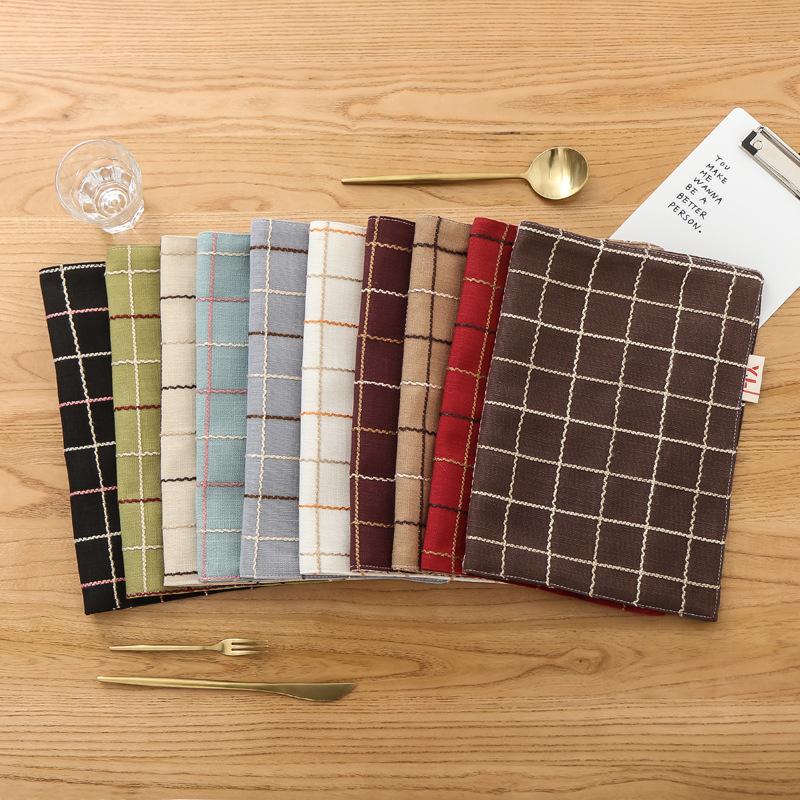 绣花田园方格子布艺桌布棉麻长方形纯色小清新大圆餐桌茶几垫盖布