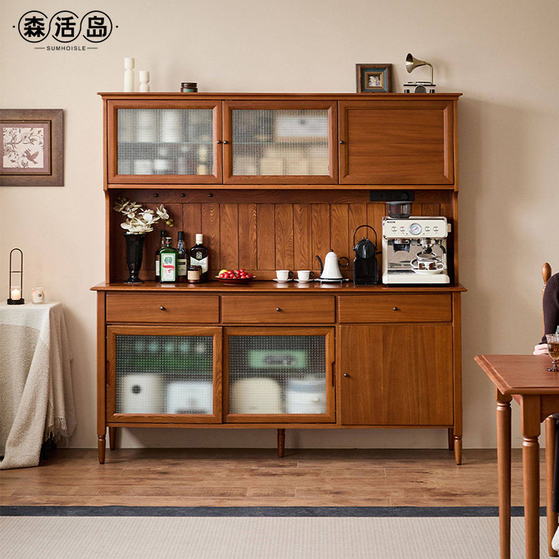 森活岛餐边柜靠墙一体储物柜收纳柜中古风全实木适合放客厅的柜子,住宅家具,餐边柜,淘宝优惠券,粉丝福利购,淘宝优惠卷