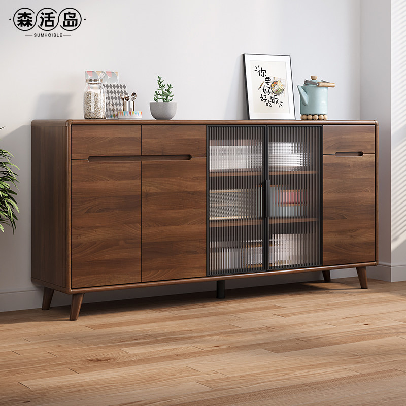 森活岛实木餐边柜客厅酒柜茶水柜厨房储物柜橱柜收纳一体靠墙柜子,住宅家具,餐边柜,淘宝优惠券,粉丝福利购,淘宝优惠卷