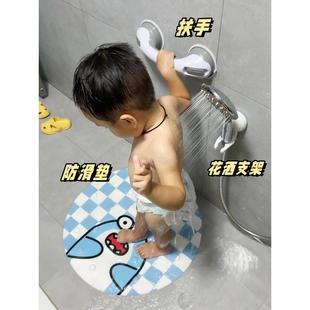 宝宝浴室扶手儿童站立洗澡垫淋浴防滑垫浴室搓脚圆形吸盘地垫pvc