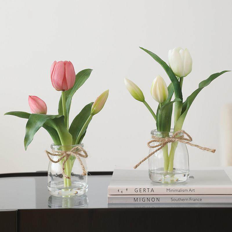 手感郁金香仿真花假水小盆栽客厅餐桌花茶几装饰品桌面洗漱台摆件,家居饰品,仿真花/假花,淘宝优惠券,粉丝福利购,淘宝优惠卷