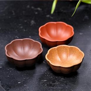 纯手工紫泥降坡泥菱花杯主人杯单杯家用茶盏茶杯 宜兴紫砂品茗杯