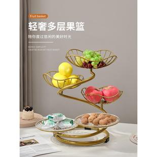 轻奢风果篮北欧果盘客厅水果盘多层桌上高档零食点心托盘 2023新款