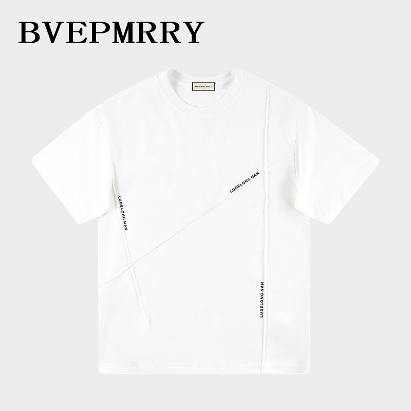 BVEPMRRY高街美式2025春夏新款短袖T恤潮牌立体线条设计感上衣