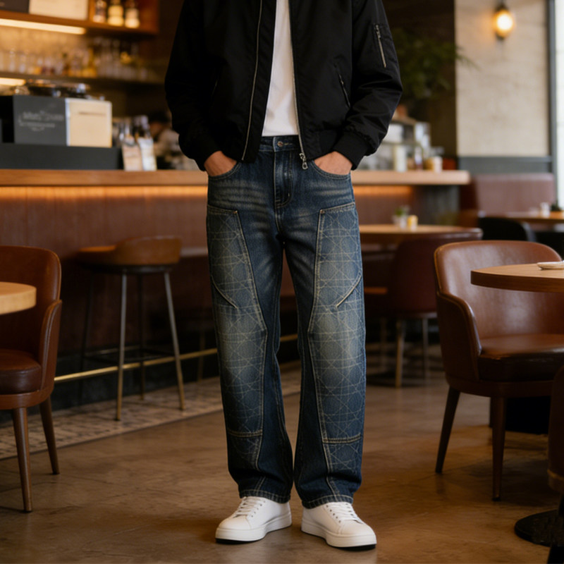 BVEPMRRY复古风拼接牛仔裤男士锥形牛仔长裤美式高街潮牌休闲长裤,男装,牛仔裤,淘宝优惠券,粉丝福利购,淘宝优惠卷