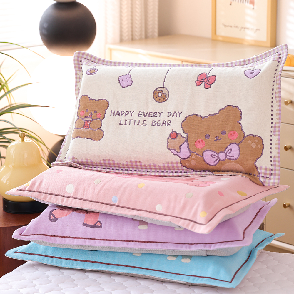 纯棉纱布儿童枕套一对装新款四季柔软透气全棉宝宝家用枕芯内胆套