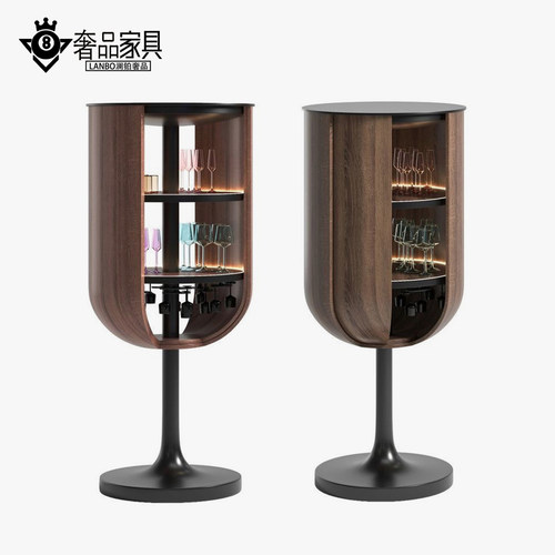 轻奢旋转门酒柜创意感花瓣收纳柜
