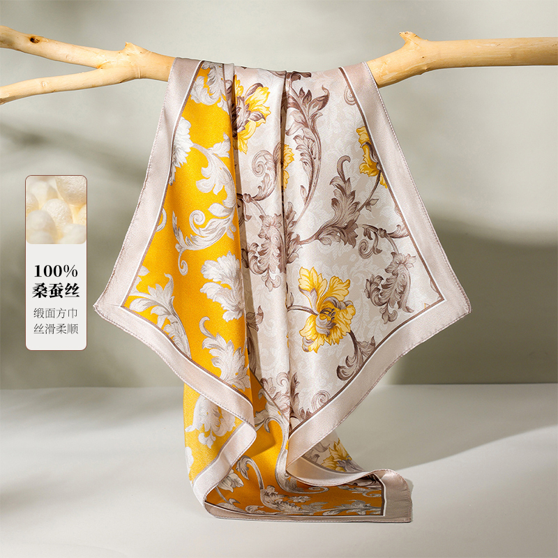 红豆真丝丝巾女2025新款100%桑蚕丝小方巾母亲节礼盒送妈妈礼物