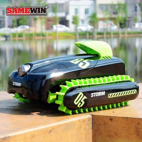 电动遥控汽车水陆两栖四驱越野变形车儿童防水履带雪地.船男孩玩