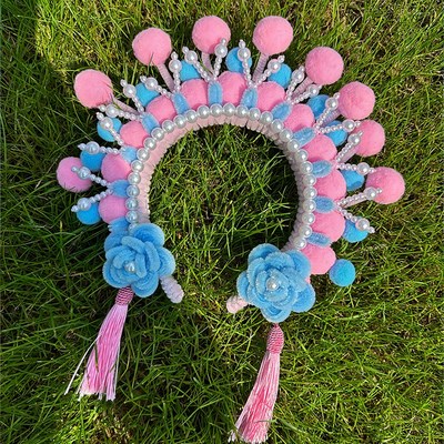 扭扭棒京剧发箍头饰ndiy材料中国风戏曲毛球古风儿童喜庆节日活动