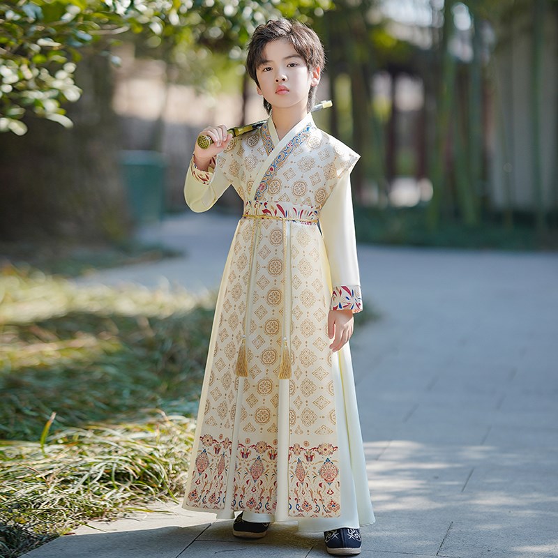 男童汉服儿童春秋中国风s唐装男孩古风小少爷帅气古装男宝飞鱼服