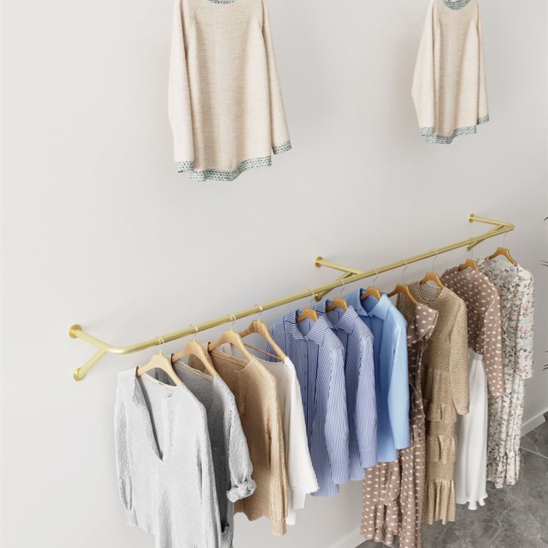 服装展示架壁挂式多层挂衣杆墙上上墙挂衣架固定晾U衣架家用侧挂
