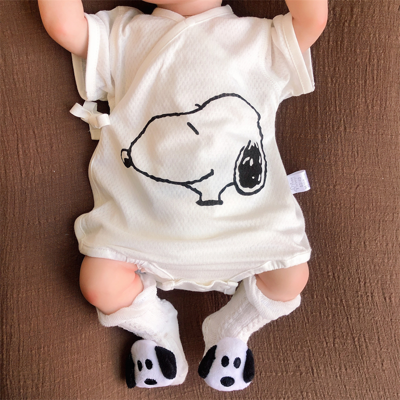 新生婴儿儿衣服短袖包屁衣0一3月婴儿夏装H5259薄款套装66码哈衣