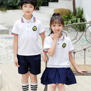幼儿园服夏季 小学生校服 童装 白色短r袖 夏装 儿童班服T恤POLO衫