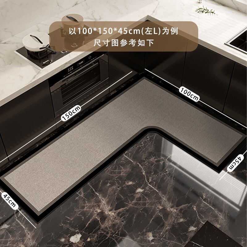 厨房专用地垫加厚转角L型可擦免洗防水防油防滑地S毯吸水7字型脚