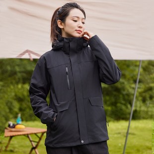 冲锋衣定制d纯色保暖4S店工作服订做冬季 外套印log 防寒三合一工装