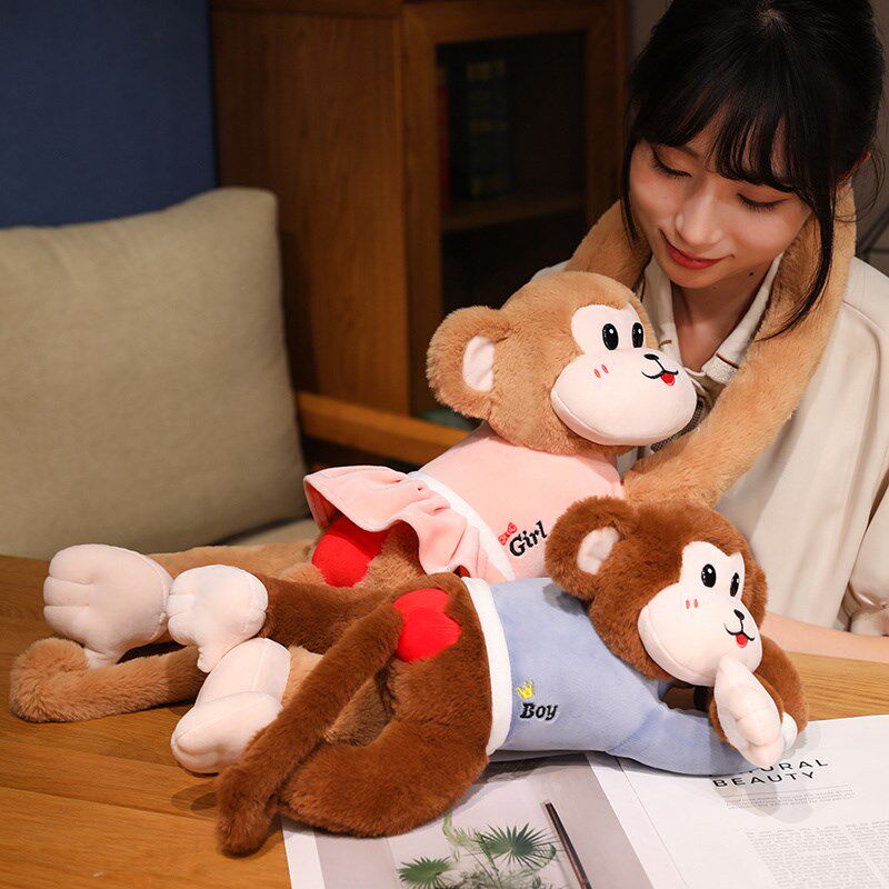 可爱情侣猴子毛绒玩具抱枕男女z生睡觉布娃娃长臂猿公仔玩偶礼物