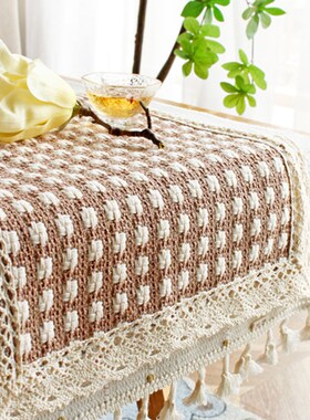 田园餐桌长条桌旗布艺编织茶几垫子餐边柜盖巾鞋柜斗柜Z电视柜盖