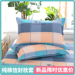 枕套100g全棉枕头套一对装 夏季 48x74cm单人枕芯内胆套大号家用