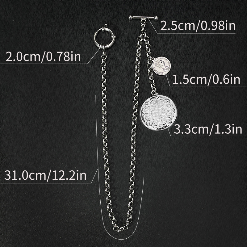 怀旧复古马甲链男西装马r夹链长链条多用胸花怀表配链腰炼钥匙配
