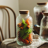 美式 罐咖啡豆花茶 浮雕木塞玻璃密封罐腌制果酒泡酒厨房杂粮Q分装