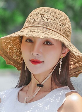 可水洗折叠防晒渔夫帽女UPF100+