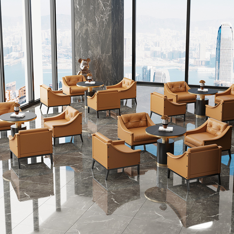 轻奢复古会所清吧单人沙发椅现代简约酒店接待洽谈沙发椅子老虎凳