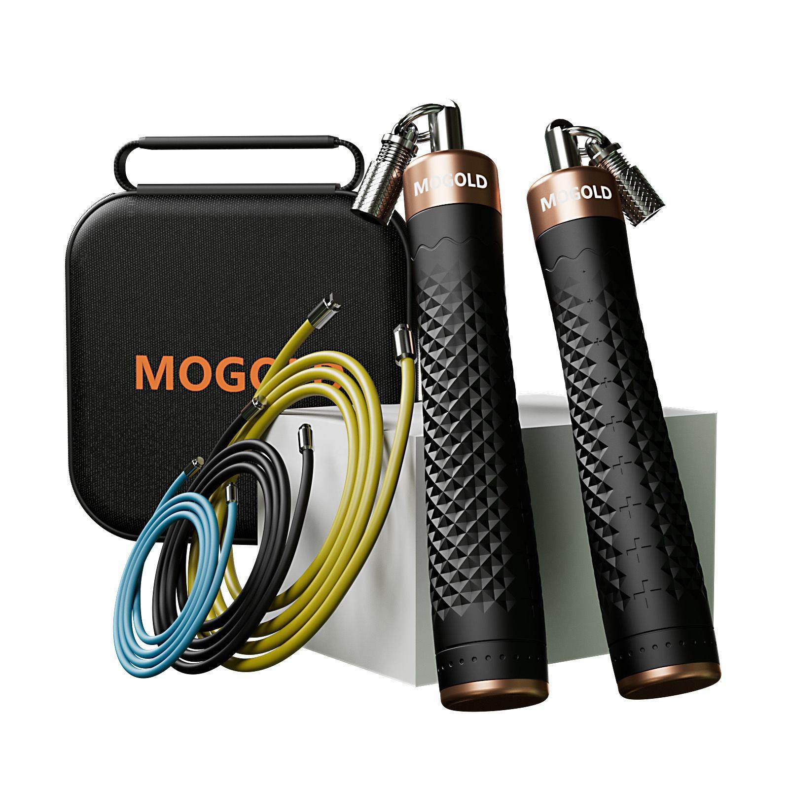 MOGOLD新款菱形图案4 6 8三绳卡扣跳绳快速替换PVC钢丝绳拳击训练