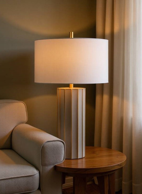 美式设计卧室台灯拉丝金色样板房装饰简约陶瓷台灯tble lamps